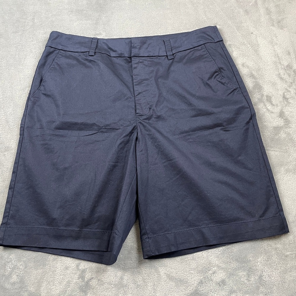 Matty M Women's Navy Blue Chino Shorts Stretch Cotton Mid Rise Size Lg Classic